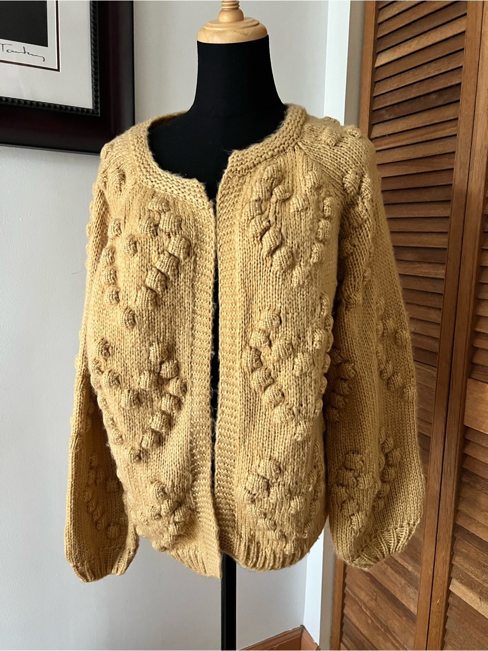 Beautiful Mustard Textured Bobble Knit Cardigan